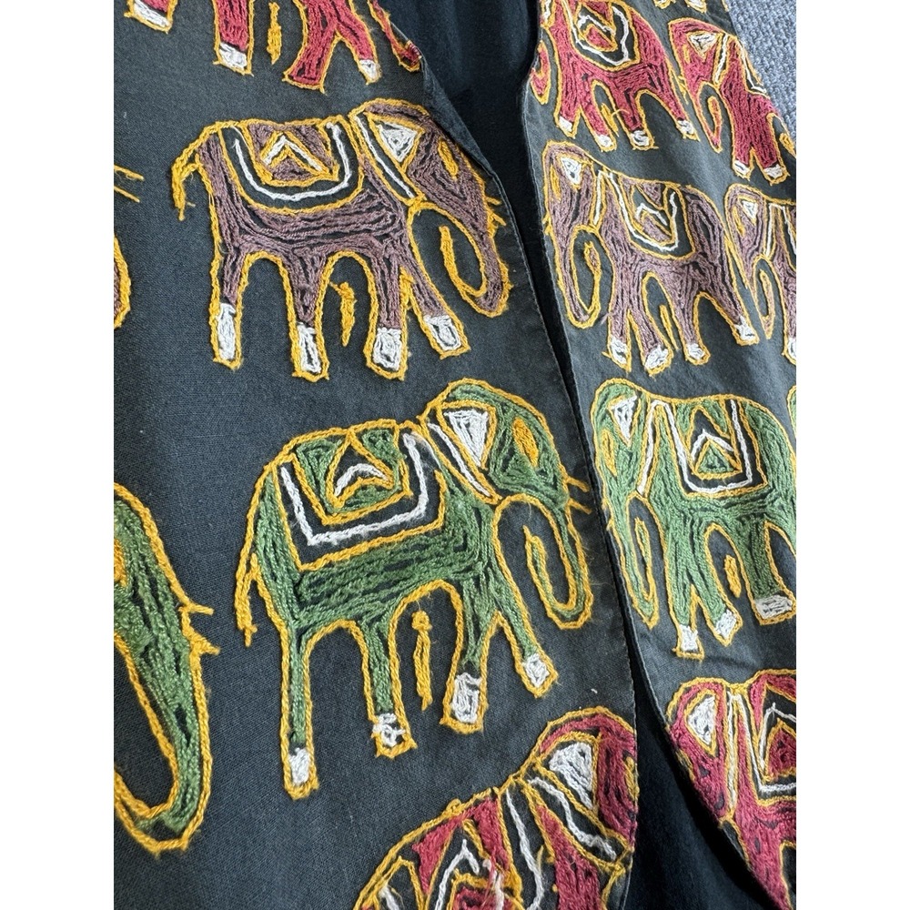 SOHO COMPAGNIE Black Multicolor Elephant Embroidered Vest Size M - Picture 4 of 8